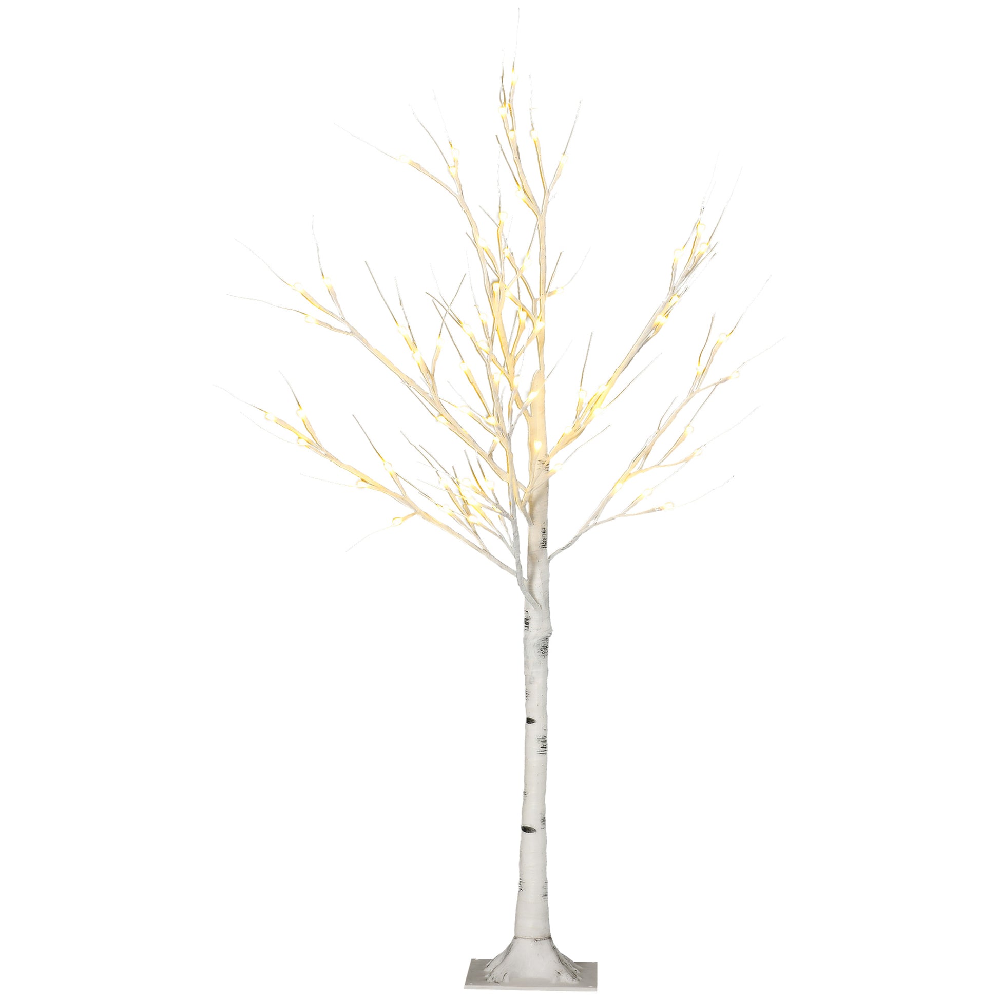 HOMCOM 4ft Artificial White Birch Tree Light with Warm White Pre-Lit LED Light for Indoor and Covered Outdoor Use Default Title