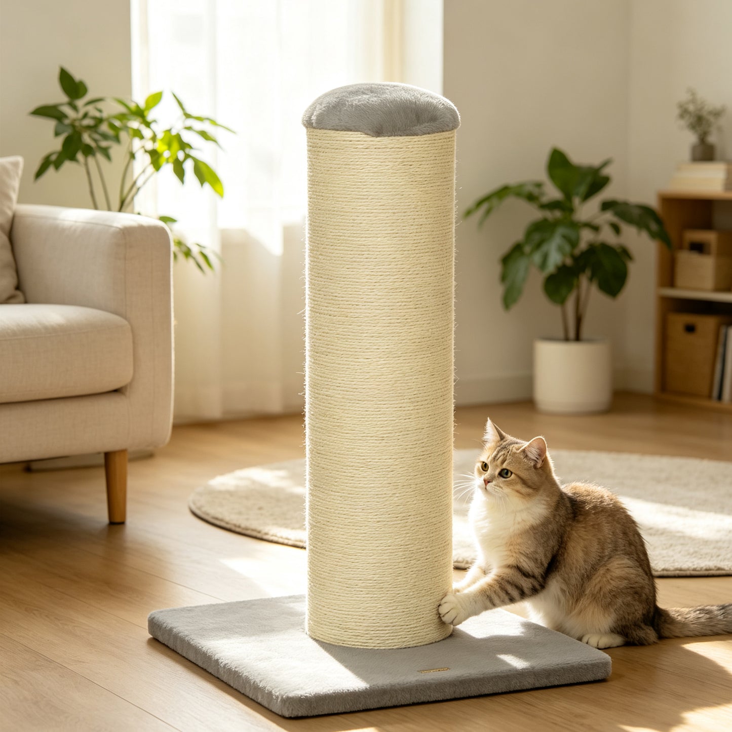 PawHut Cat Scratching Post, 76cm Tall Scratch Post for Indoor Kittens, Cat Scratcher with Stable Base