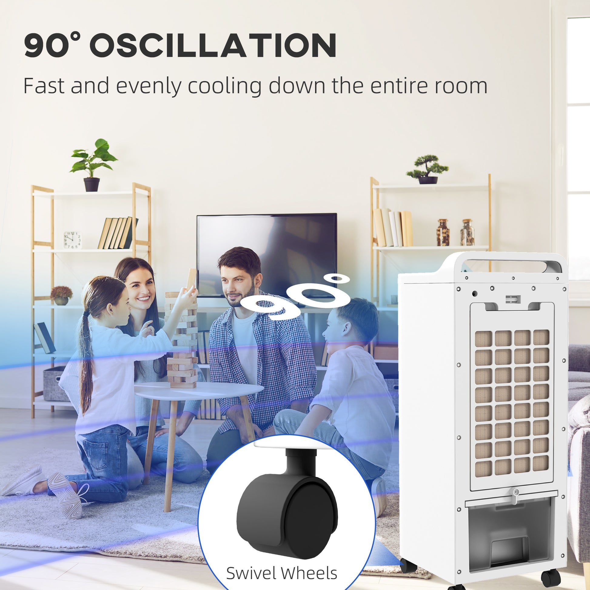 HOMCOM Three-Cool Air Conditioner, with Ice Pack and Remote - White