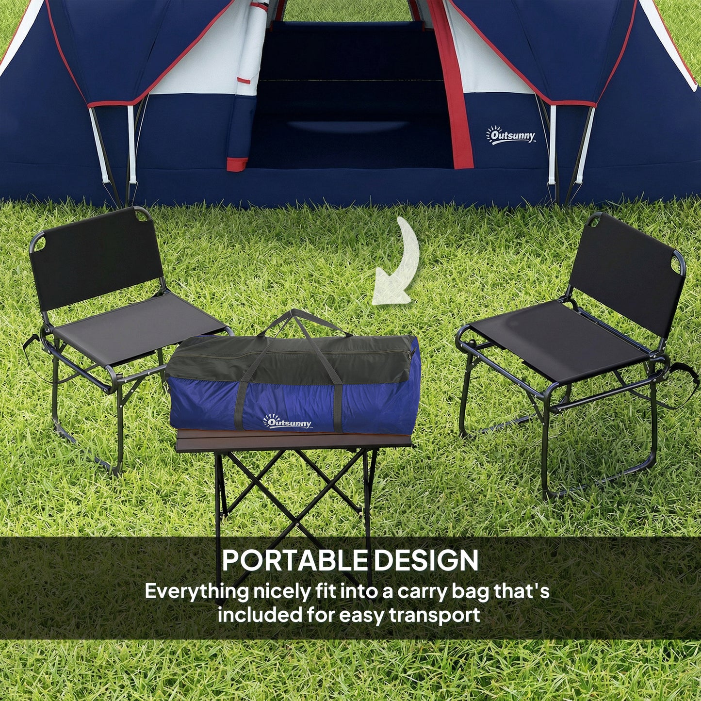 Outsunny 5 Man Camping Tent, Large Tunnel Tent, Water Resistant Hiking Shelter with Groundsheet and Carry Bag, Navy Blue