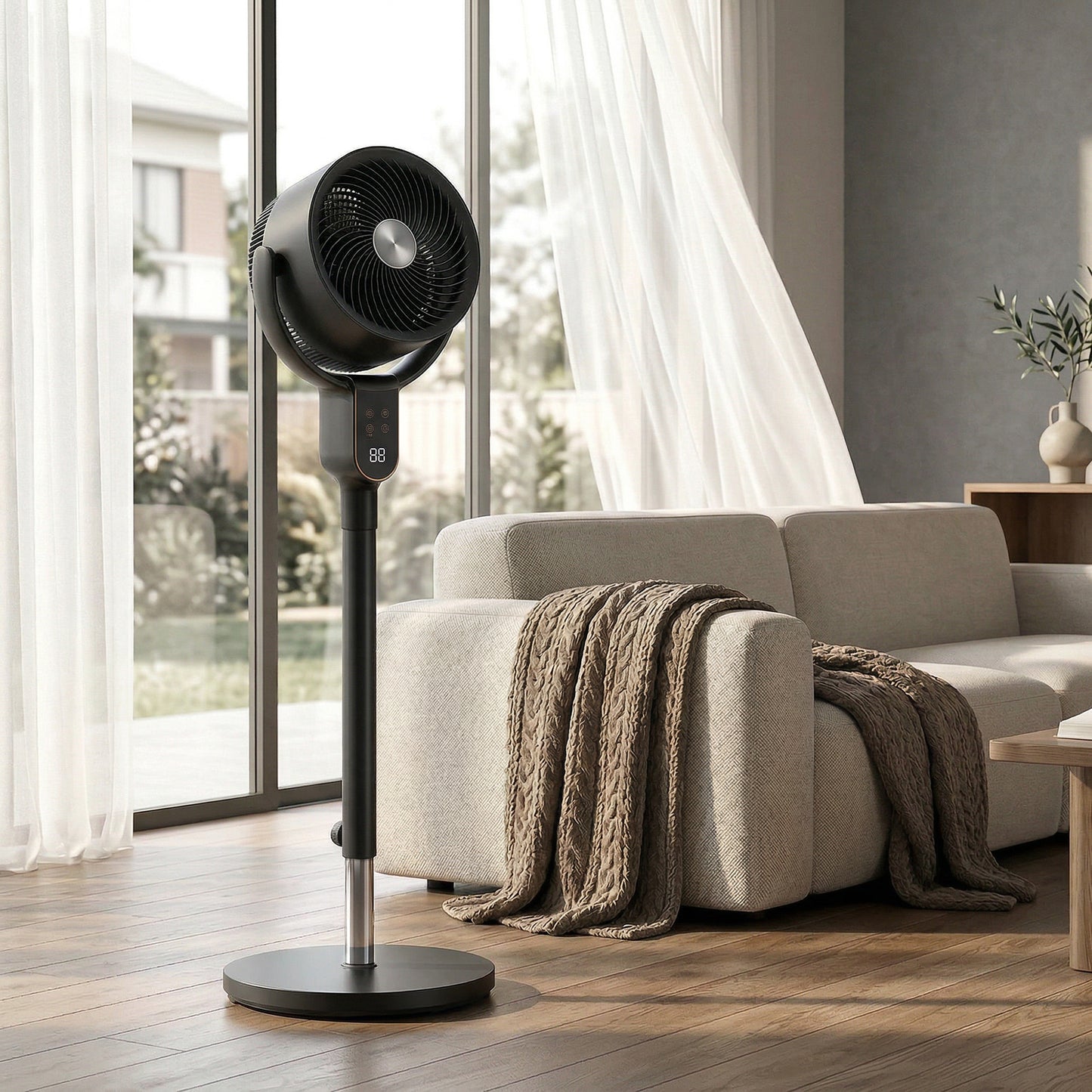 HOMCOM 20 dB Silent Standing Fan for Bedroom, 42" Pedestal Fan with Remote, 90Â° Oscillating, 8 Speeds, Remote Control, Black