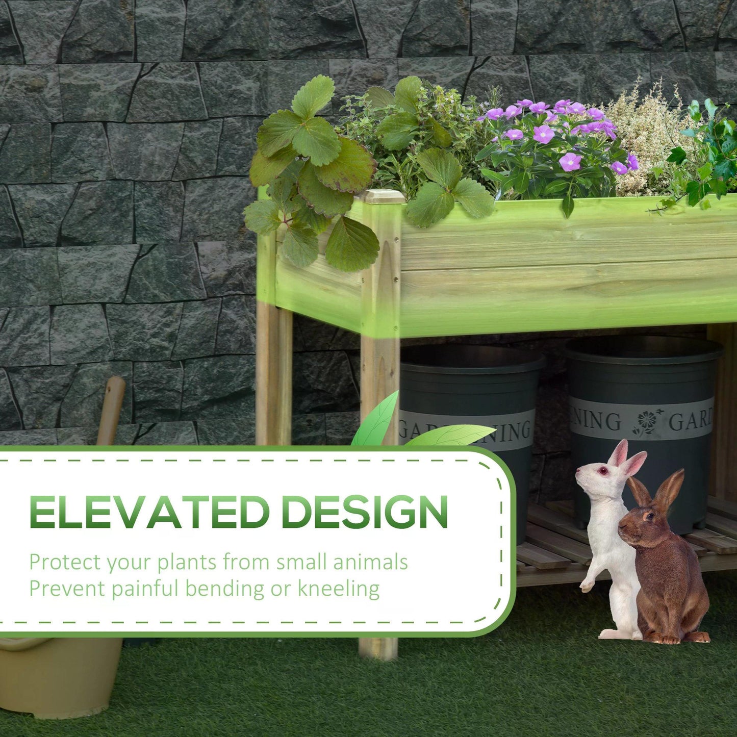 Outsunny Garden Wooden Plantersï¼Œ Raised Garden Bed with Legs and Storage Shelf Elevated Wooden Planter Box