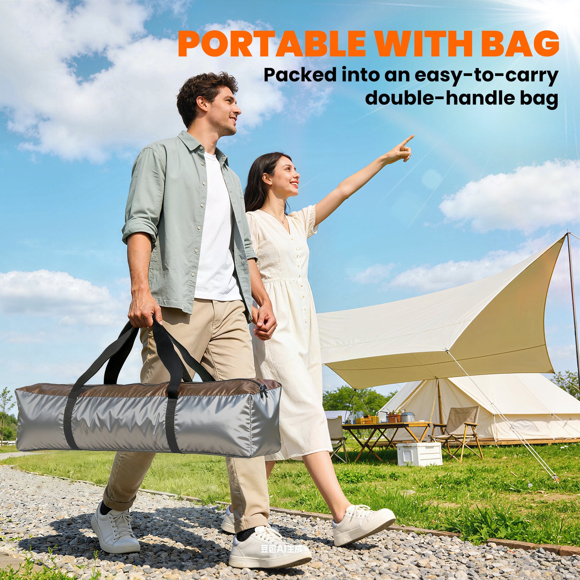 Outsunny Double Layer Instant Pop Up Tent with Rainfly, Portable Camping Shelter with Sewn-in Groundsheet and Carry Bag, Brown