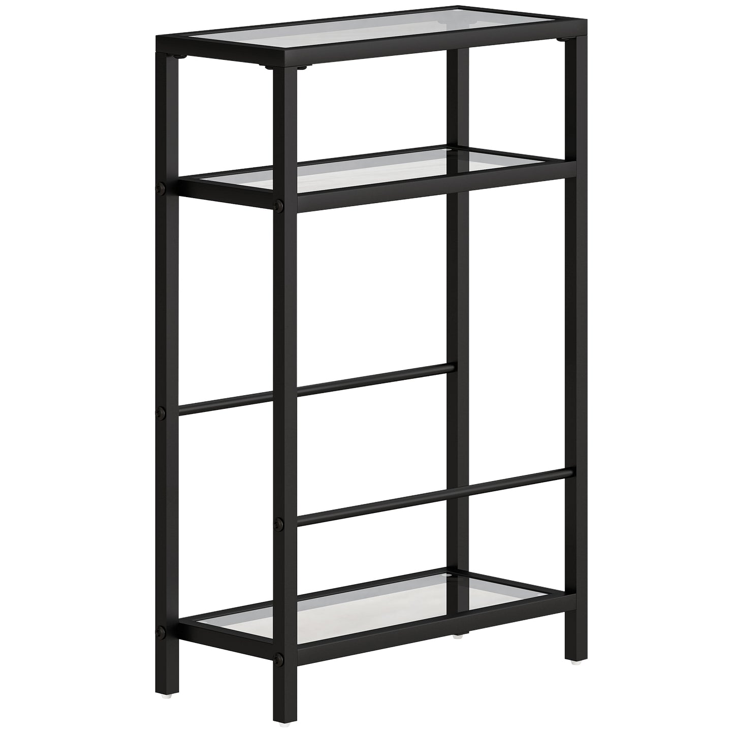 HOMCOM 3-Tier Side Table, Narrow End Table with Storage Shelf and Tempered Glass Tabletop for Small Spaces, Black Default Title