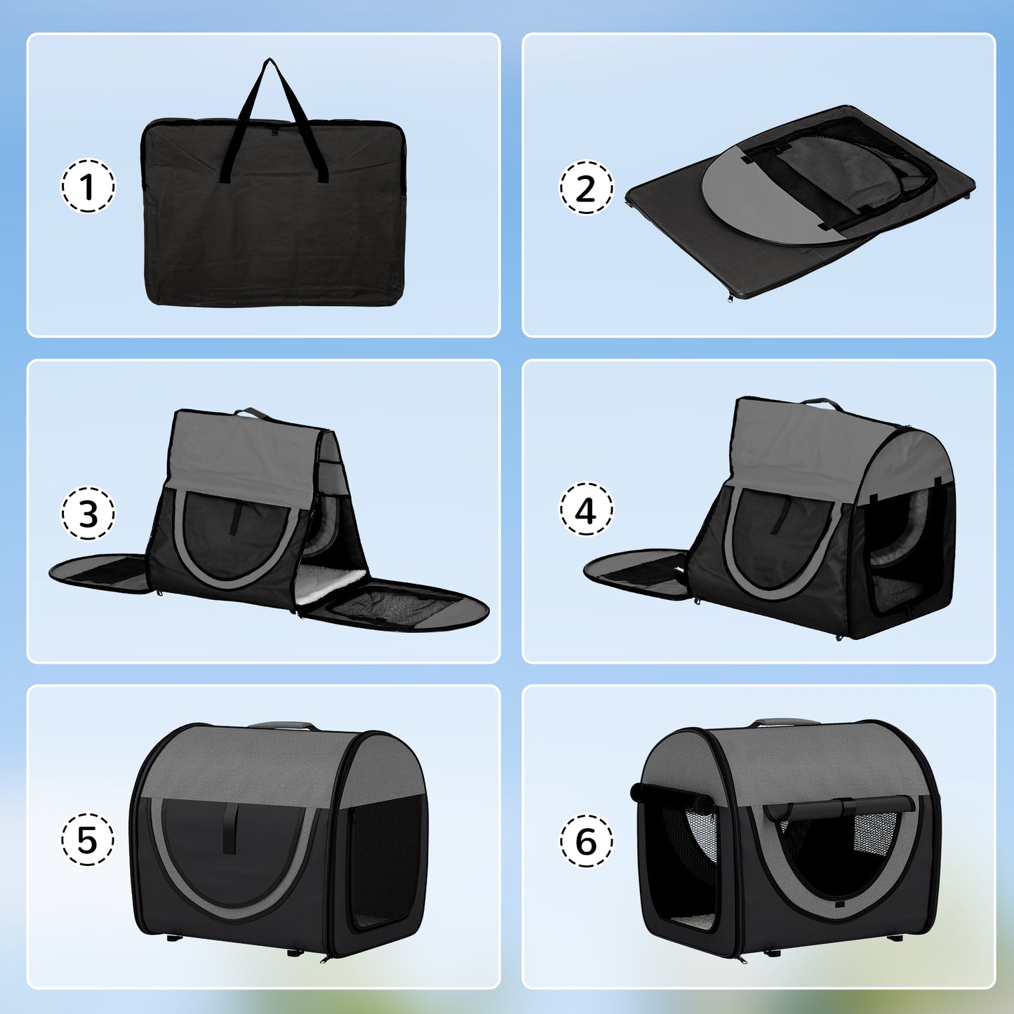 Pawhut Folding Fabric Soft Pet Crate, 46Lx36Wx41H cm - Black