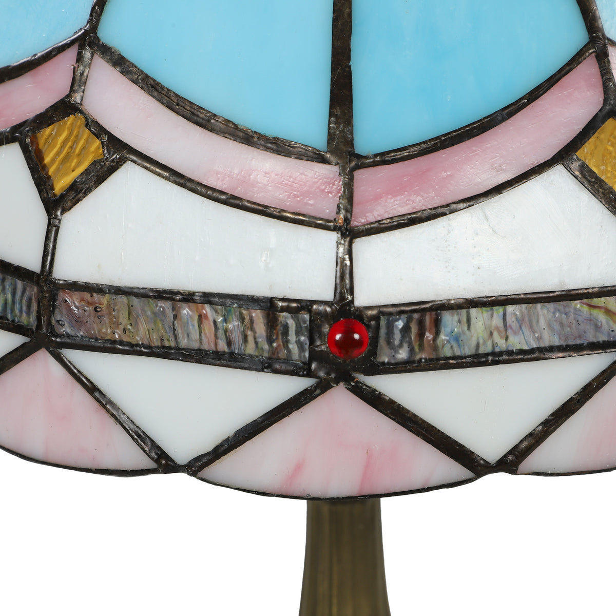 HOMCOM Tiffany Stained Glass Table Lamp, Handmade Antique Bedside Lamp, Decorative Night Light