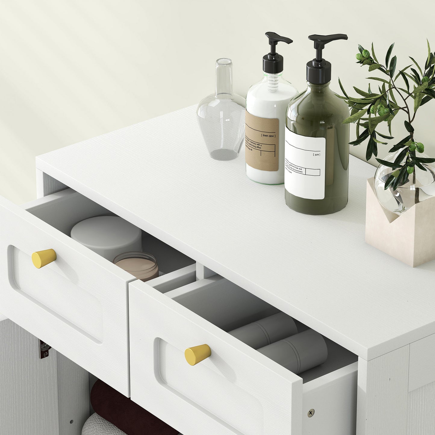 HOMCOM Bathroom Floor Cabinet with 2 Drawers - White