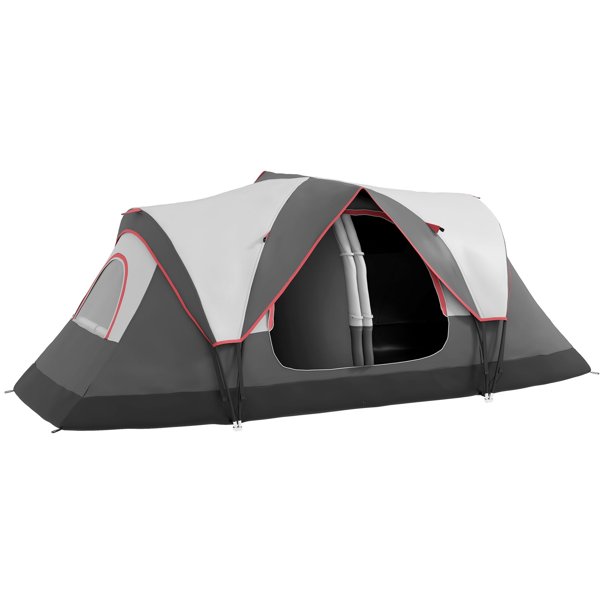 Outsunny Camping Tent for 6 Man with 2000mm Waterproof Rainfly and Carry Bag for Fishing Hiking Festival, Grey