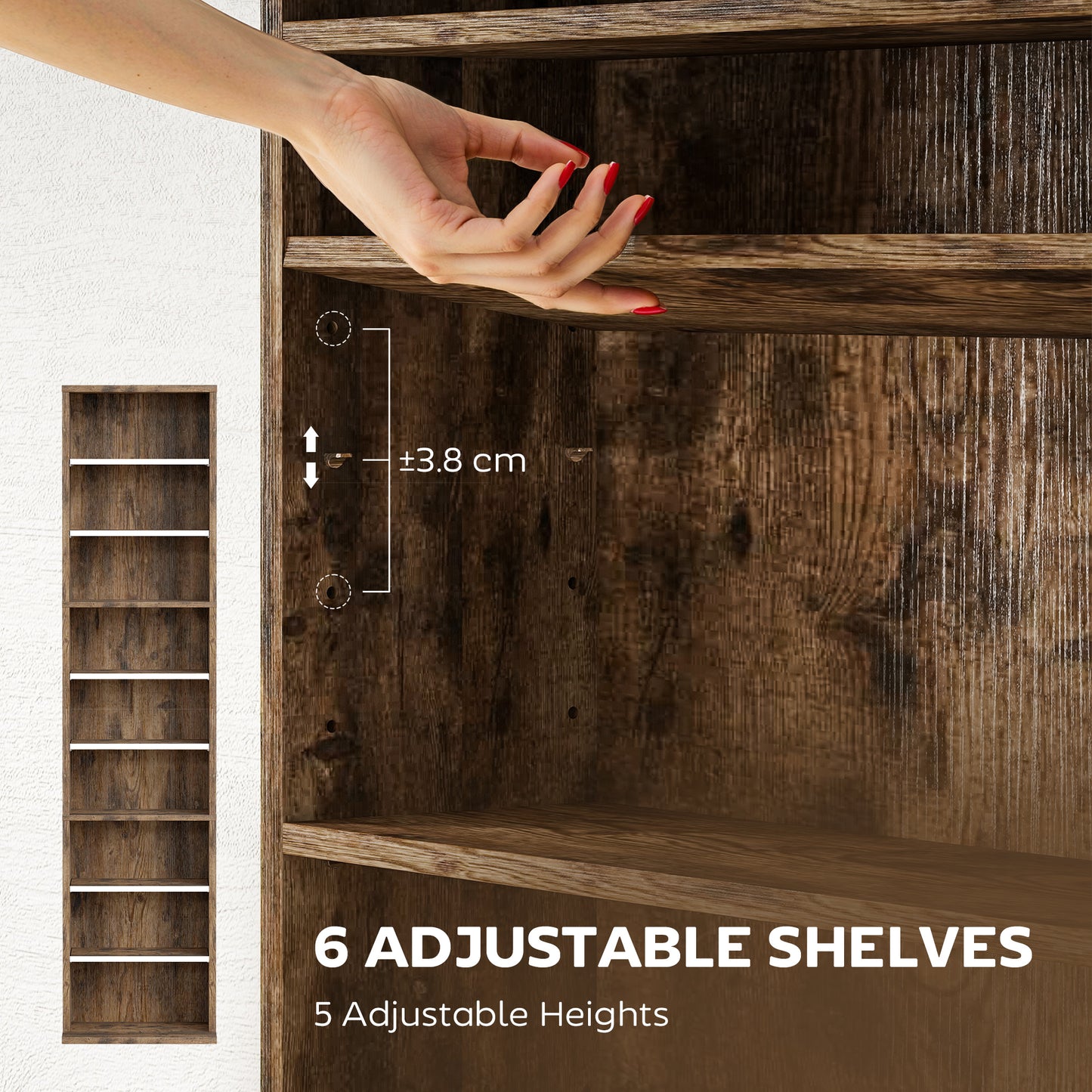 HOMCOM 260 Narrow CD Storage Unit - Rustic Brown