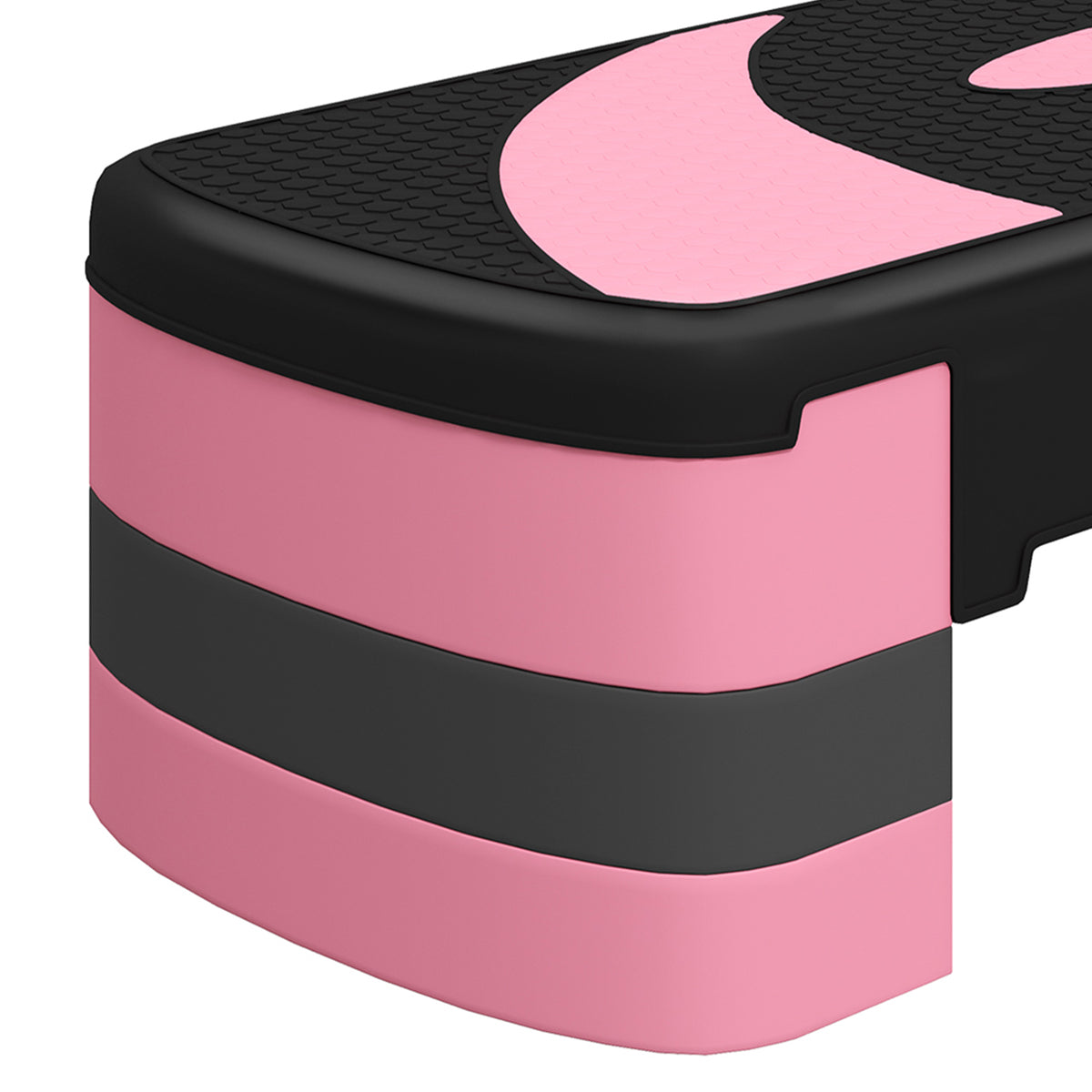 HOMCOM Aerobic Step with 3-Level Adjustable Heights for Home, Office Exercise, Black and Pink