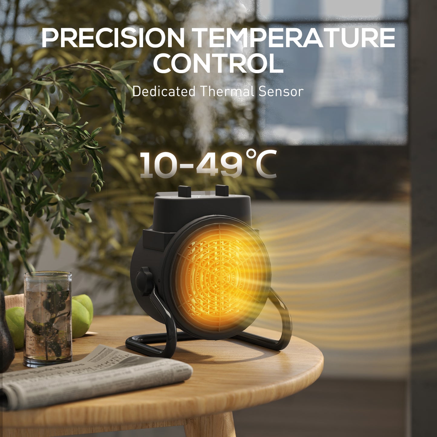 HOMCOM 2000W Portable Ceramic Electric Heater with Fan - Black