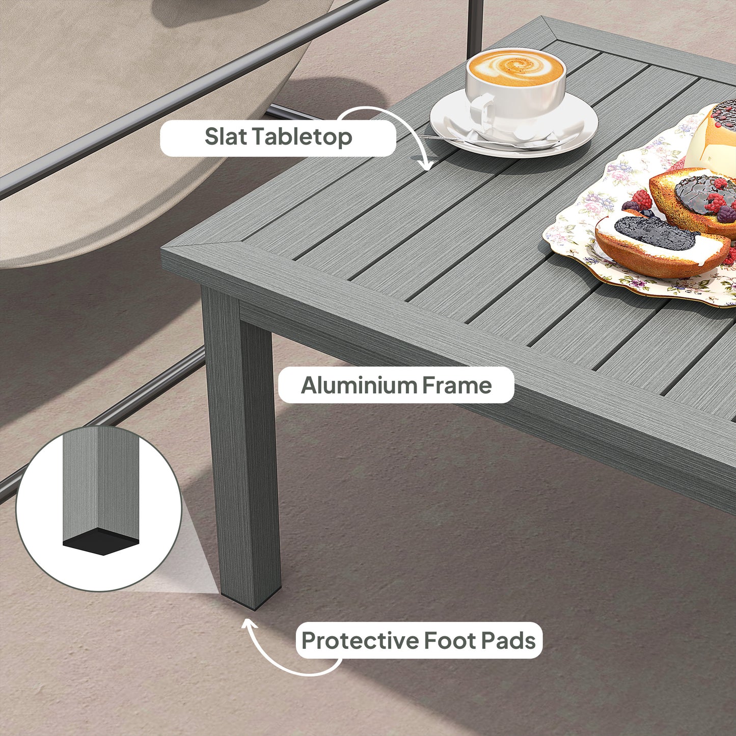 Outsunny 4 Piece Garden Furniture Set, 4 Seater Aluminium Garden Sofa Set with 2 Armchairs, Loveseat, Coffee Table and Cushions, Outdoor Conversation Conservatory Furniture for Patio, Charcoal Grey
