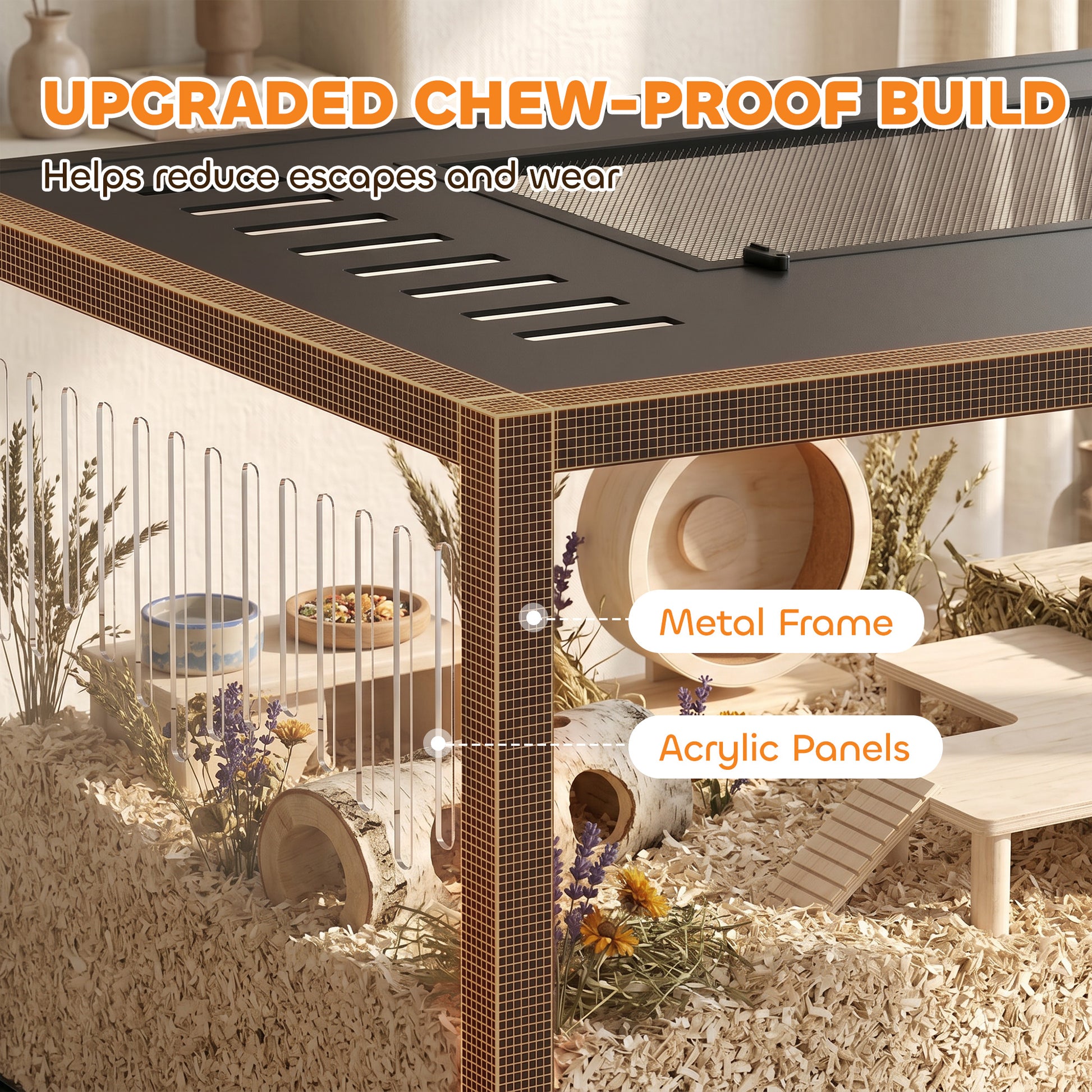 PawHut Hamster Cage, Chewproof Metal Rat Cage with Deep Base, Openable Top for Syrian Dwarf Hamster, Gerbil, 80 x 45 x 50.5 cm