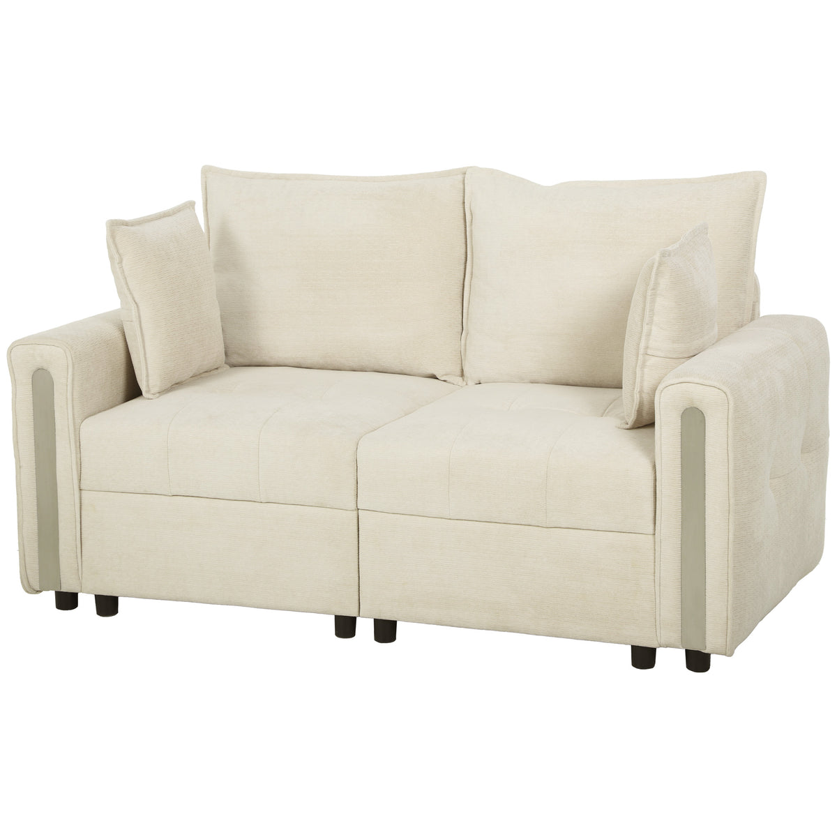 HOMCOM 2 Seater Sofa with Lift-Up Storage, 168 cm Comfy Velvet Small Couch with Wide Deep Seat, Plush Backrest, Thick Padding, 2 Pillows, Loveseat for Living Room, Home Office, Beige Default Title