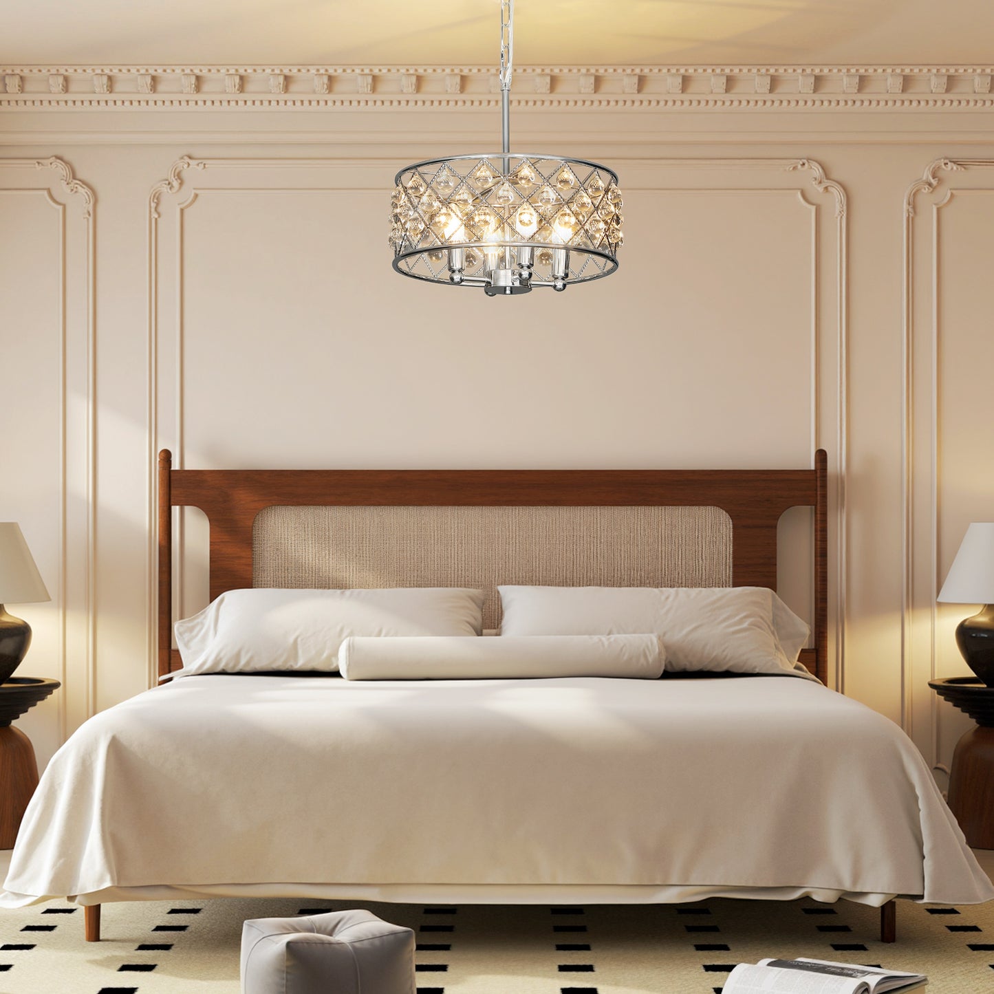 HOMCOM 51 Crystallite Four-Bulb Chandelier - Silver-Tone