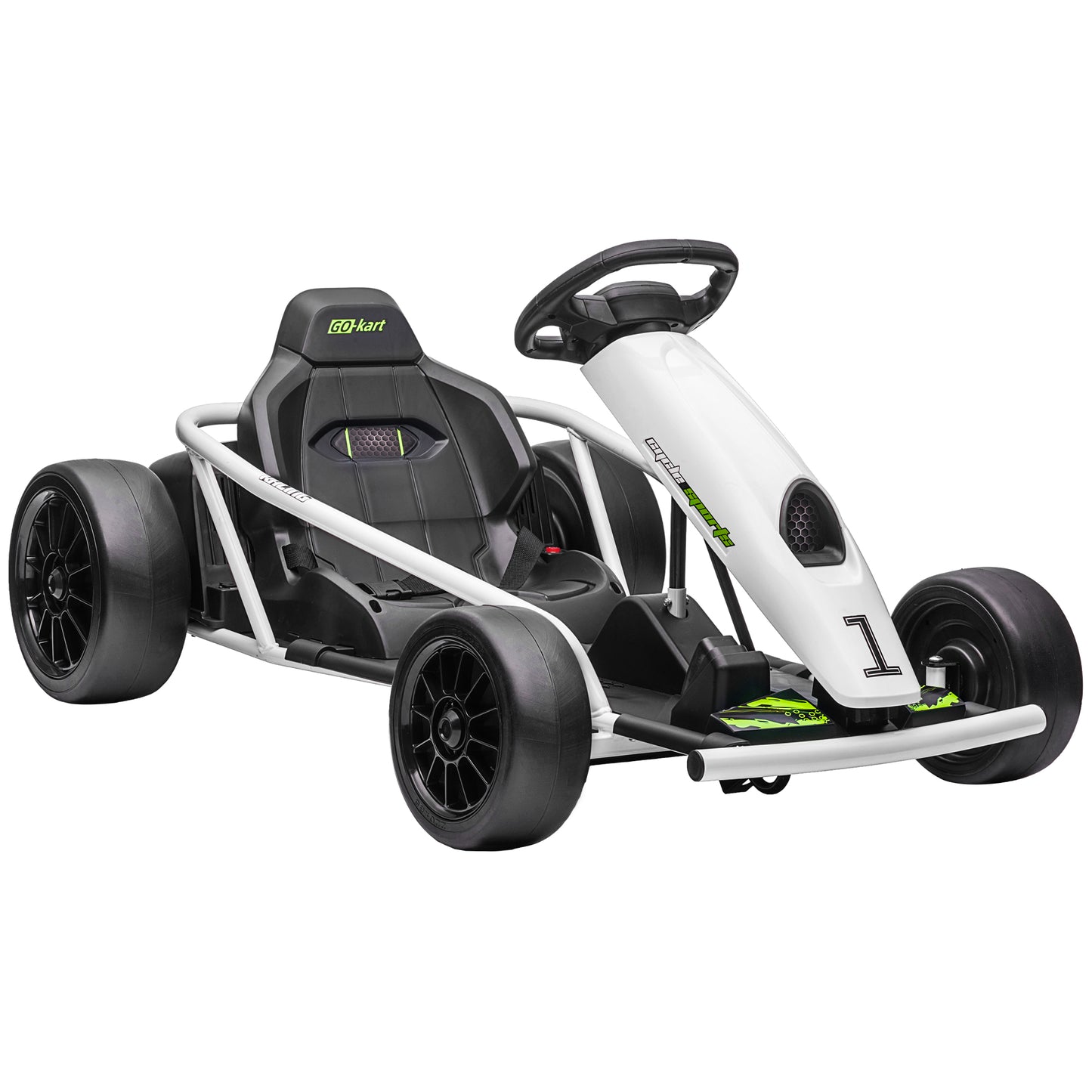 HOMCOM 24V Electric Go Kart for Kids, Drift Ride-On Racing Go Kart with 2 Speeds, for Boys Girls Aged 8-12 Years Old, White Default Title