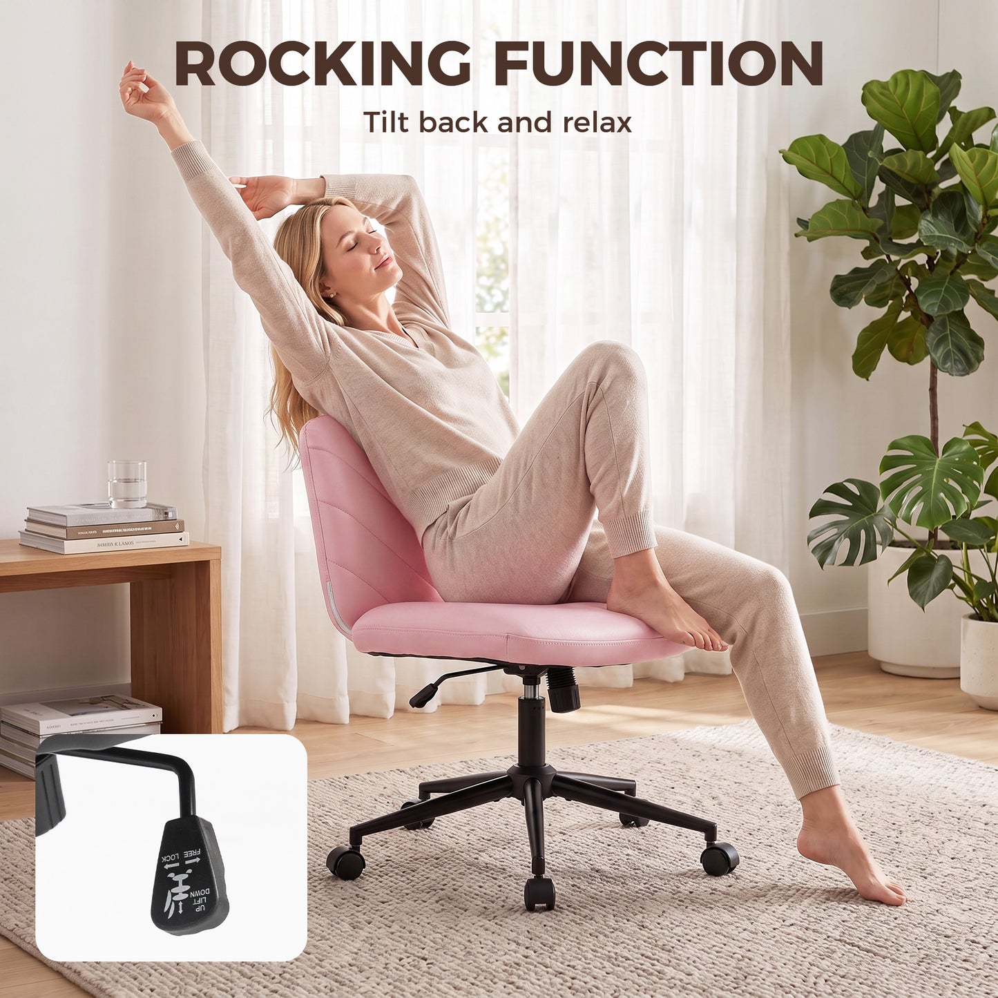 HOMCOM extra nail tech rolling retro fabric cute teenager arms hairdresser on chairs desks spinny comfortable beauty