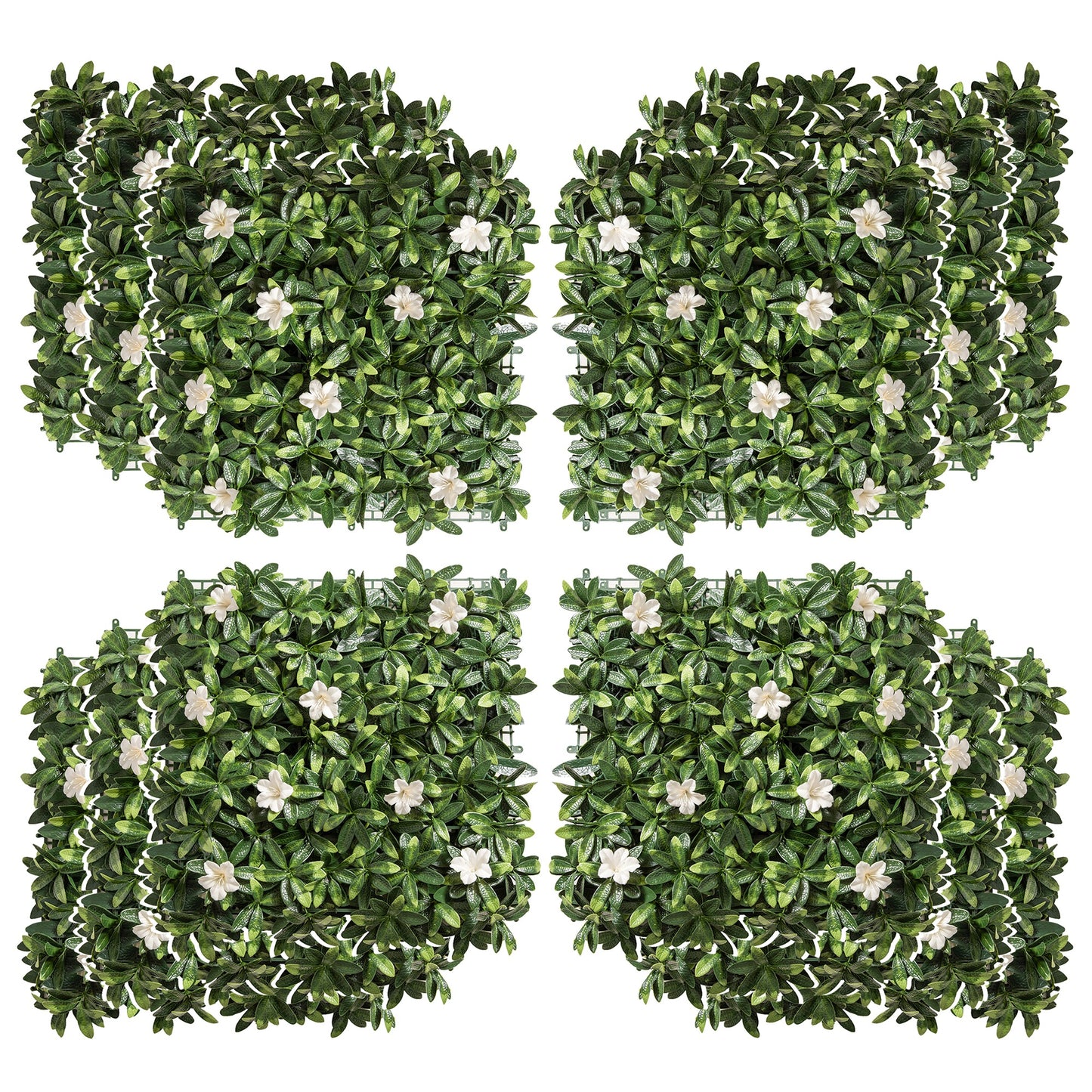 Outsunny 12PCS Artificial Boxwood Wall Panels 50cm x 50cm Rhododendron Privacy Fence Screen Faux Hedge Greenery Backdrop for Home Garden Backyard Balcony Default Title