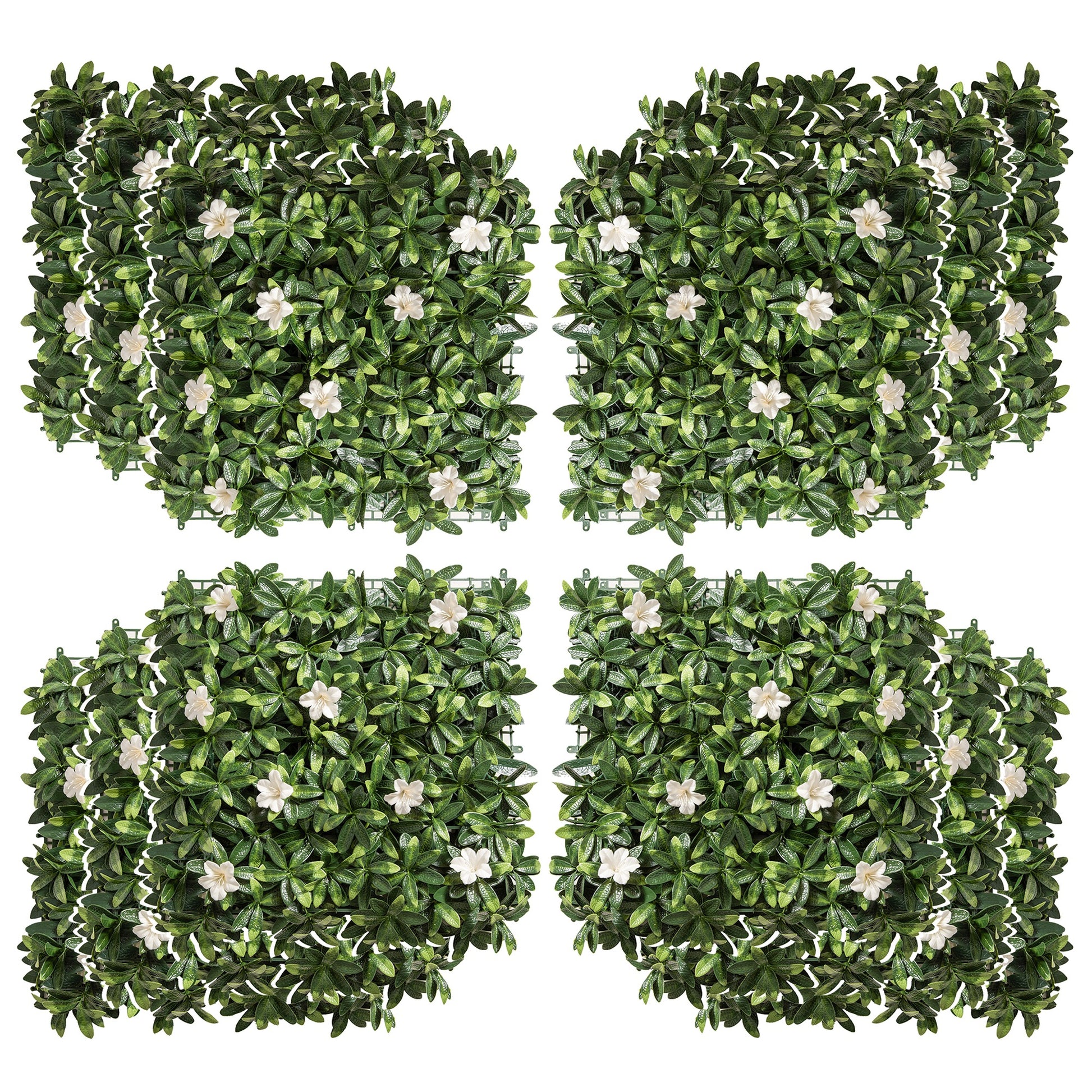 Outsunny 12PCS Artificial Boxwood Wall Panels 50cm x 50cm Rhododendron Privacy Fence Screen Faux Hedge Greenery Backdrop for Home Garden Backyard Balcony Default Title