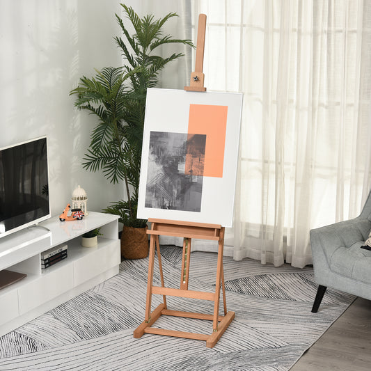 Vinsetto Wooden Easel Stand H-Frame Artist Easel with 171-230cm Adjustable Height and 0-80Â° Working Angles Beech Wood Art Easel for Displaying Painting Wedding Sign Nature Wood Finish