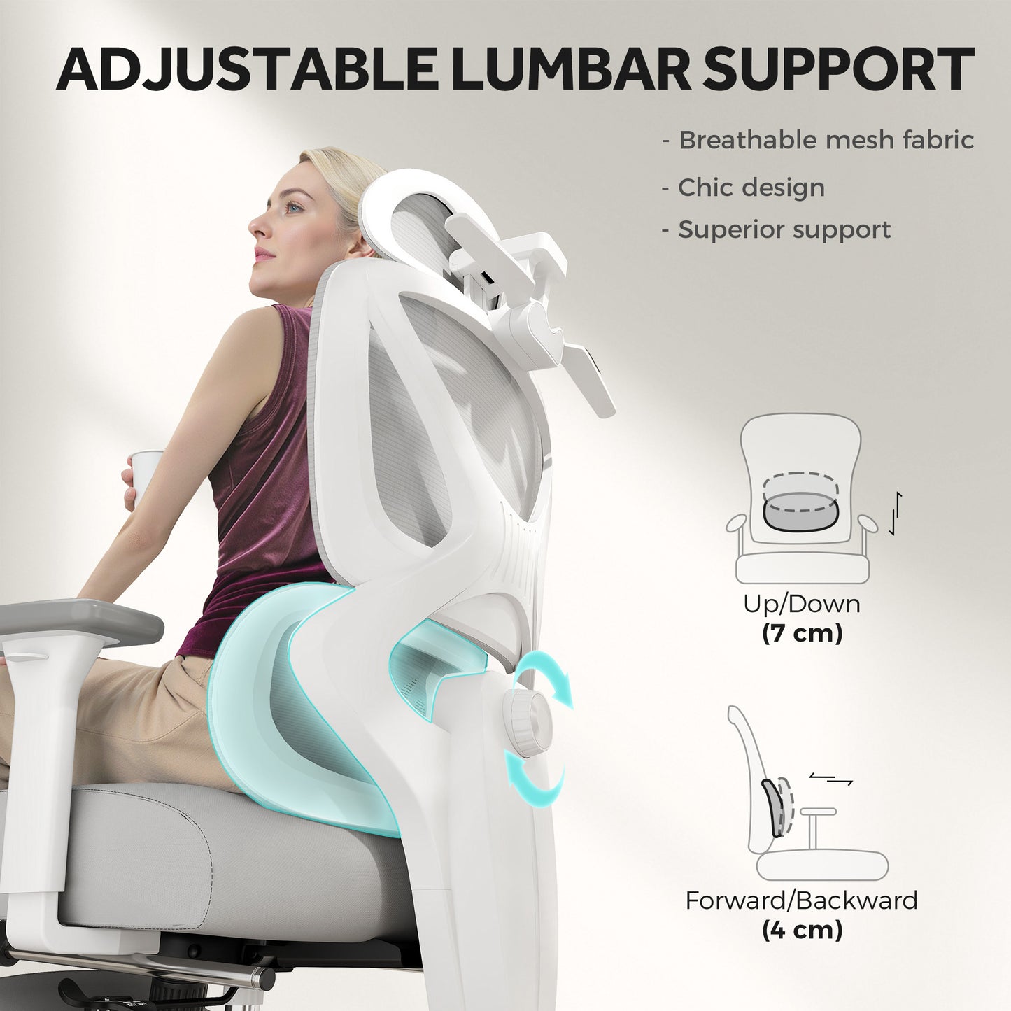 HOMCOM Ergonomic and Adjustable Office Chair - Grey
