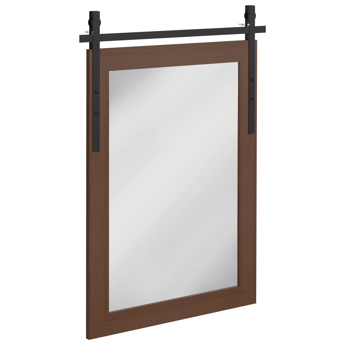 HOMCOM 86.5 x 61 cm Rectangle Mirror, Farmhouse Wall Mirror for Living Room, Bedroom, Hallway, Dark Brown Default Title