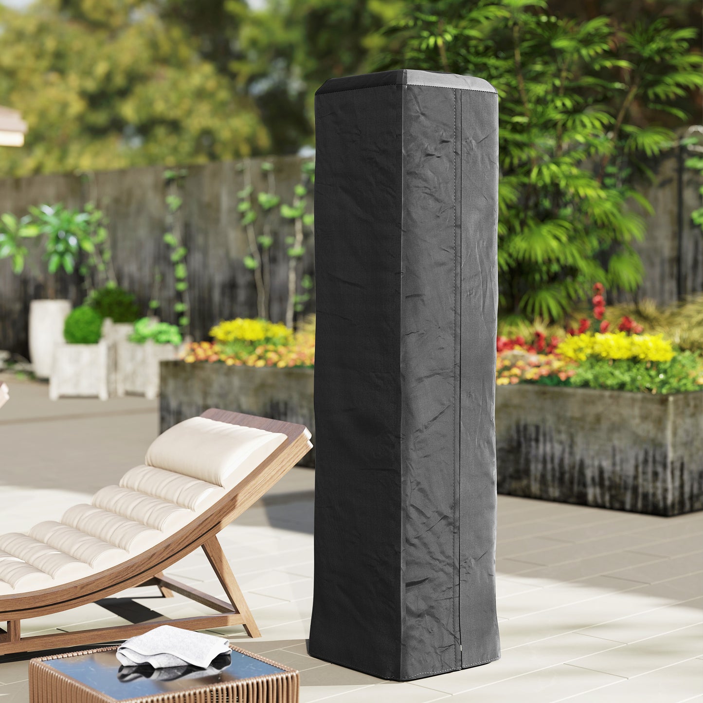 Outsunny Heavy Duty Gas Pyramid Patio Heater Cover, Full Length Outdoor Heater Cover Protector, UPF 30+ Oxford Fabric with Zipper, Black