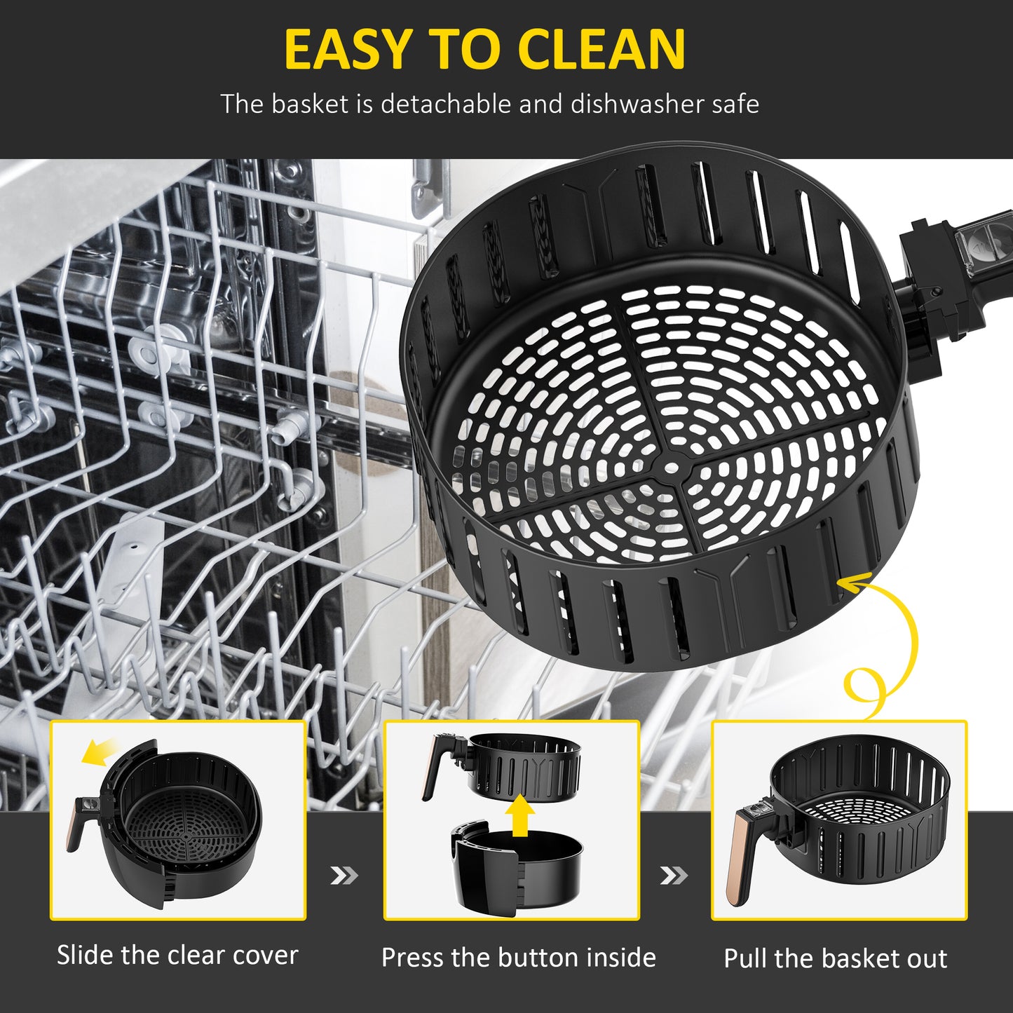 HOMCOM 5.5L 1700W Air Fryer, with Digital Display, 80-200â„ƒ Temperature