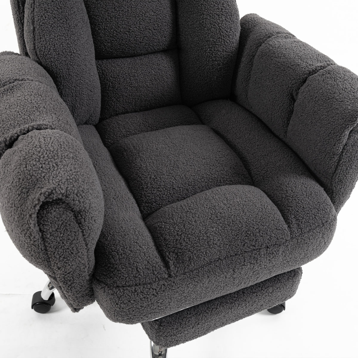 HOMCOM Criss Cross Office Chair with Flip-Up Armrests, Reclining Desk Chair with Wide Seat, Footrest, Wheels, Dark Grey