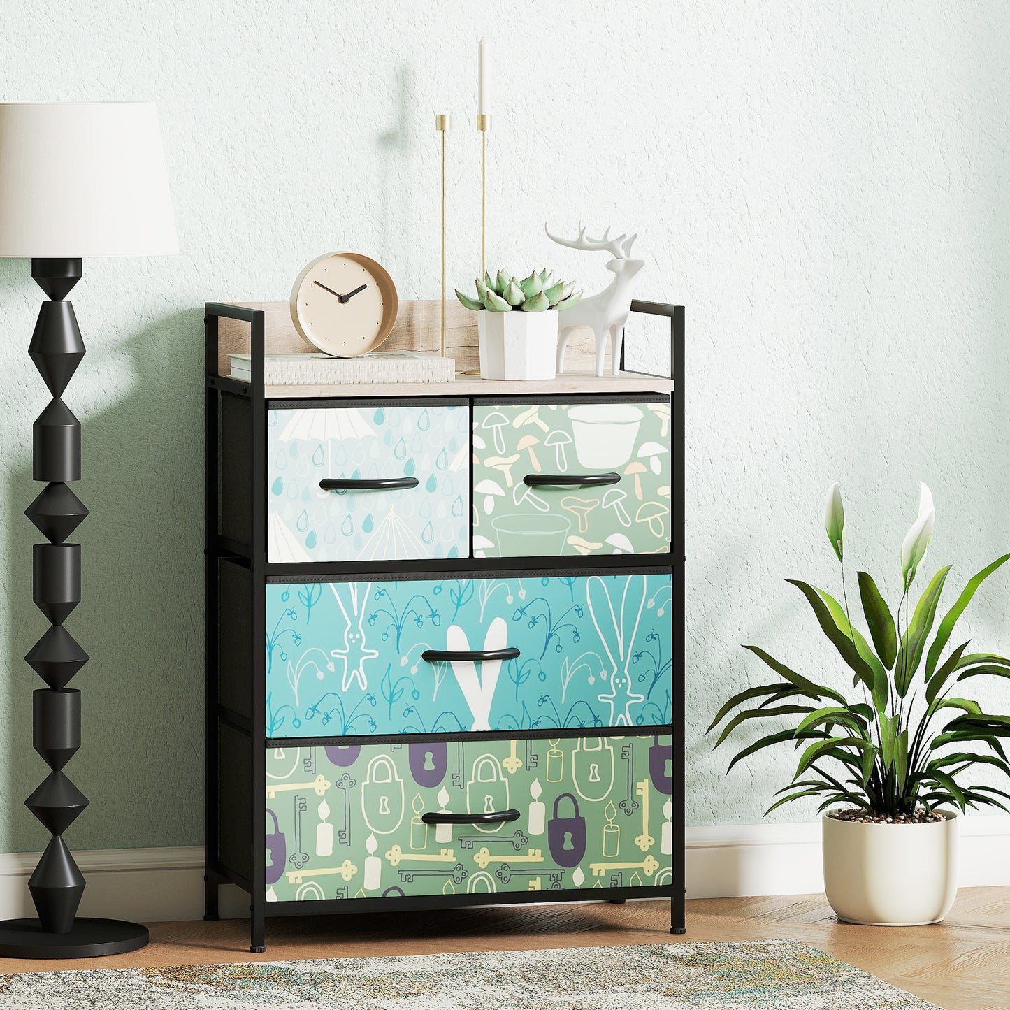 HOMCOM 4-Drawer Chest of Drawers - Blue