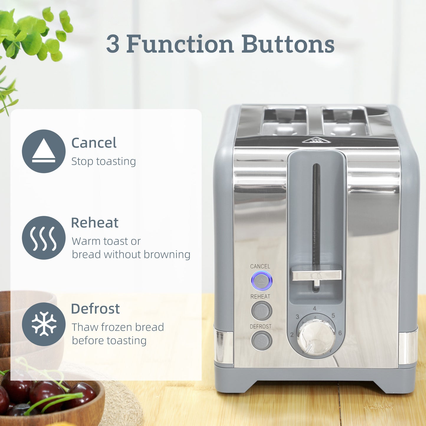 HOMCOM Sleek Textured Kettle and Toaster Set - Grey