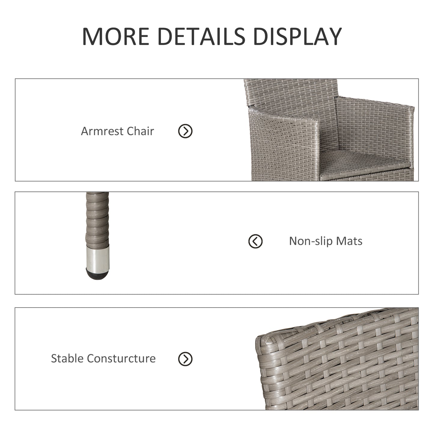 Outsunny Set of Four Rattan Armchairs, with Cushions - Grey