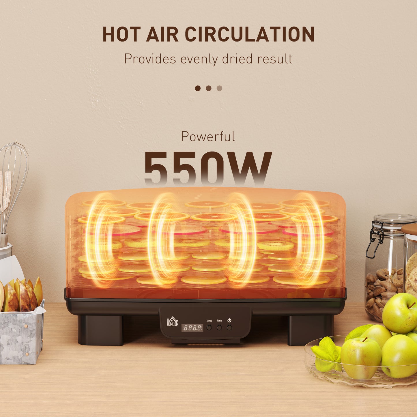 HOMCOM 40-70â„ƒ Six-Tray Food Dehydrator - Black