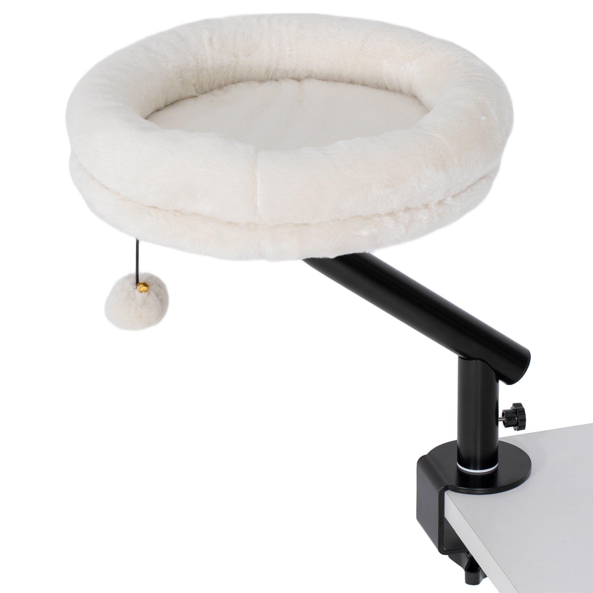 PawHut Cat Desk Bed, Cat Hammock 360Â° Rotatable Adjustable for Window, Table, Work, Cream White Default Title