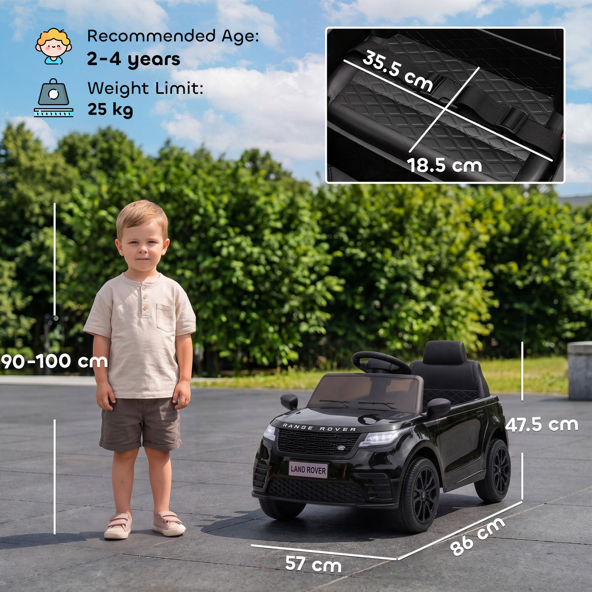 AIYAPLAY Range Rover Velar Licensed 12V Electric Car for Kids with Remote, 4-Wheel Suspension, Slow Start for 2-4 Years, Black