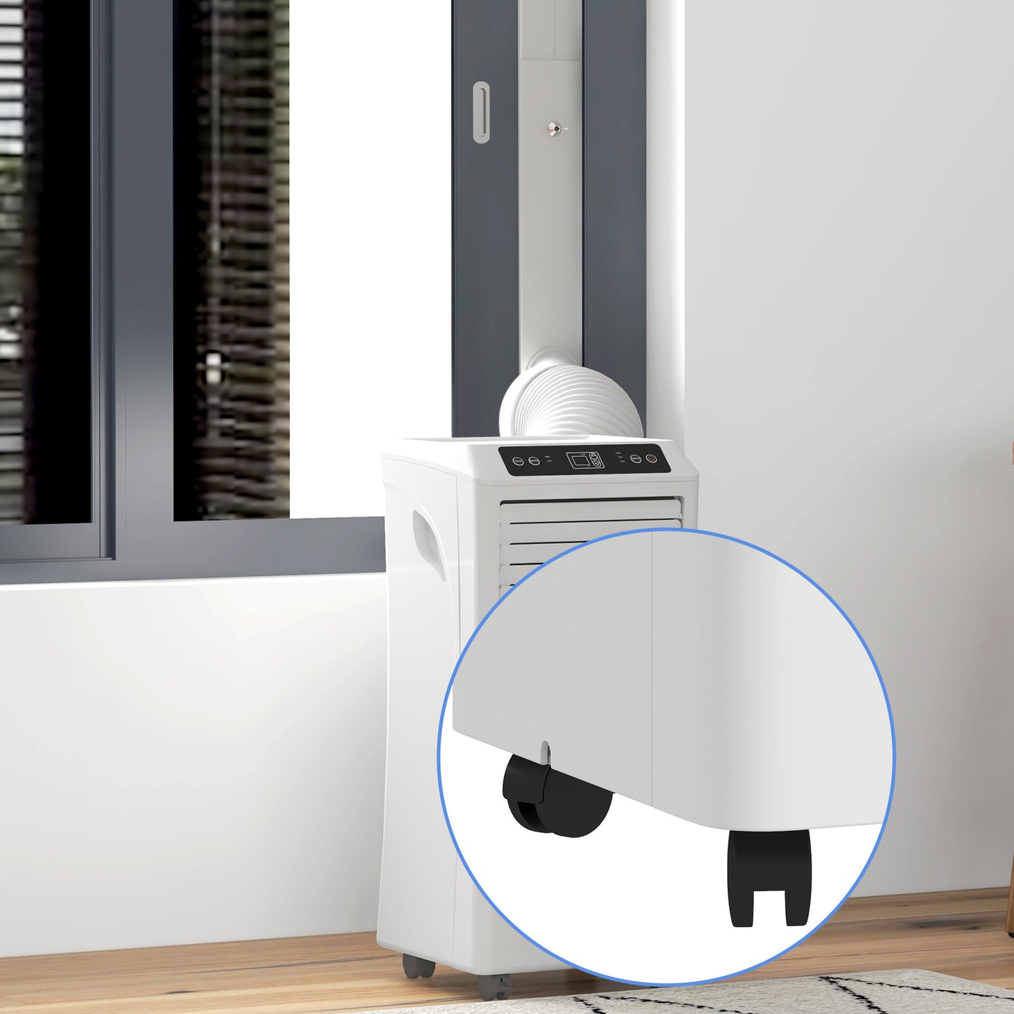 HOMCOM 9000 BTU Air Conditioning Unit, 3-in-1 Portable Air Conditioner, Dehumidifier, Cooling Fan with Remote Control, Digital Display, 2 Speeds, 24H Timer, Window Venting Kit, 28mÂ²