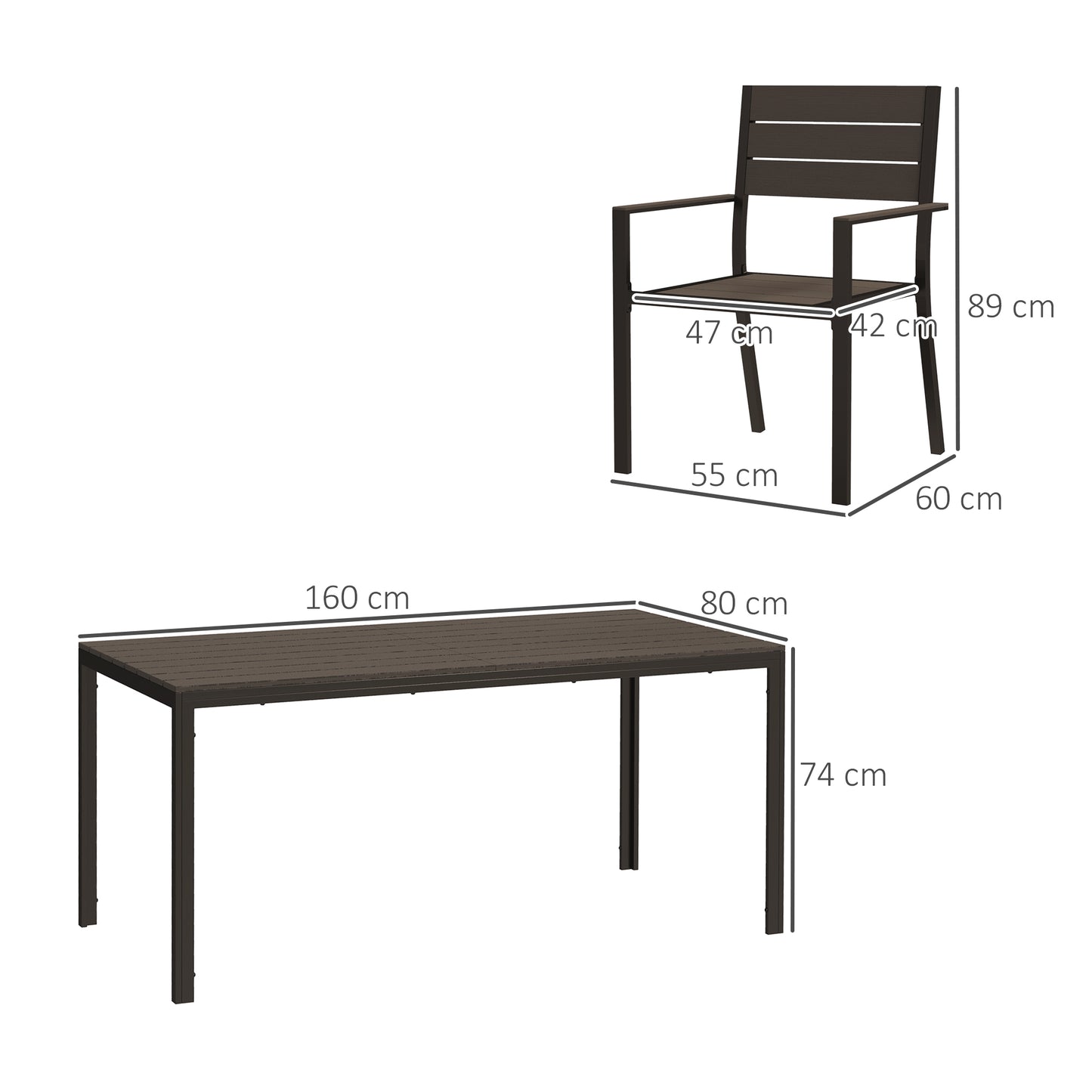 Outsunny Seven-Piece Outdoor Dining Set - Brown