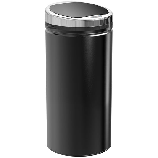 HOMCOM 42L Sensor Bin with Quiet Soft-Close Lid, Automatic Touchless Motion Sensor Rubbish Bin with Fingerprint Resistant, Stainless Steel for Hygienic Kitchen, Home Office Use, Black