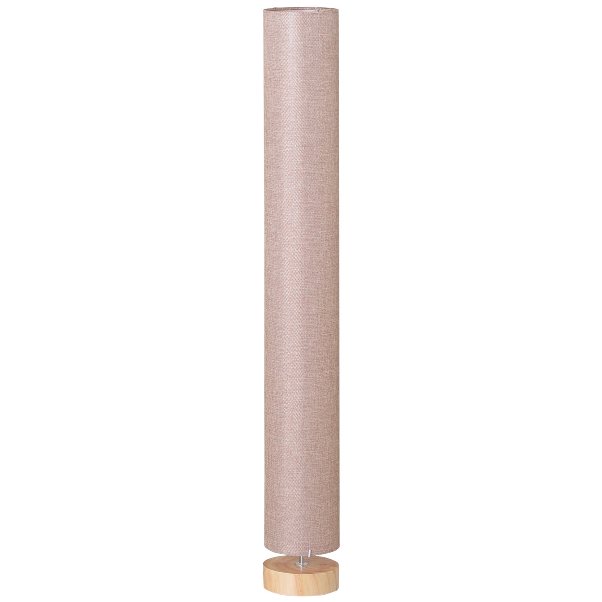 HOMCOM Floor Lamp for Living Room, 120cm Modern Standing Lamp with Linen Shade and Wooden Base, Cream