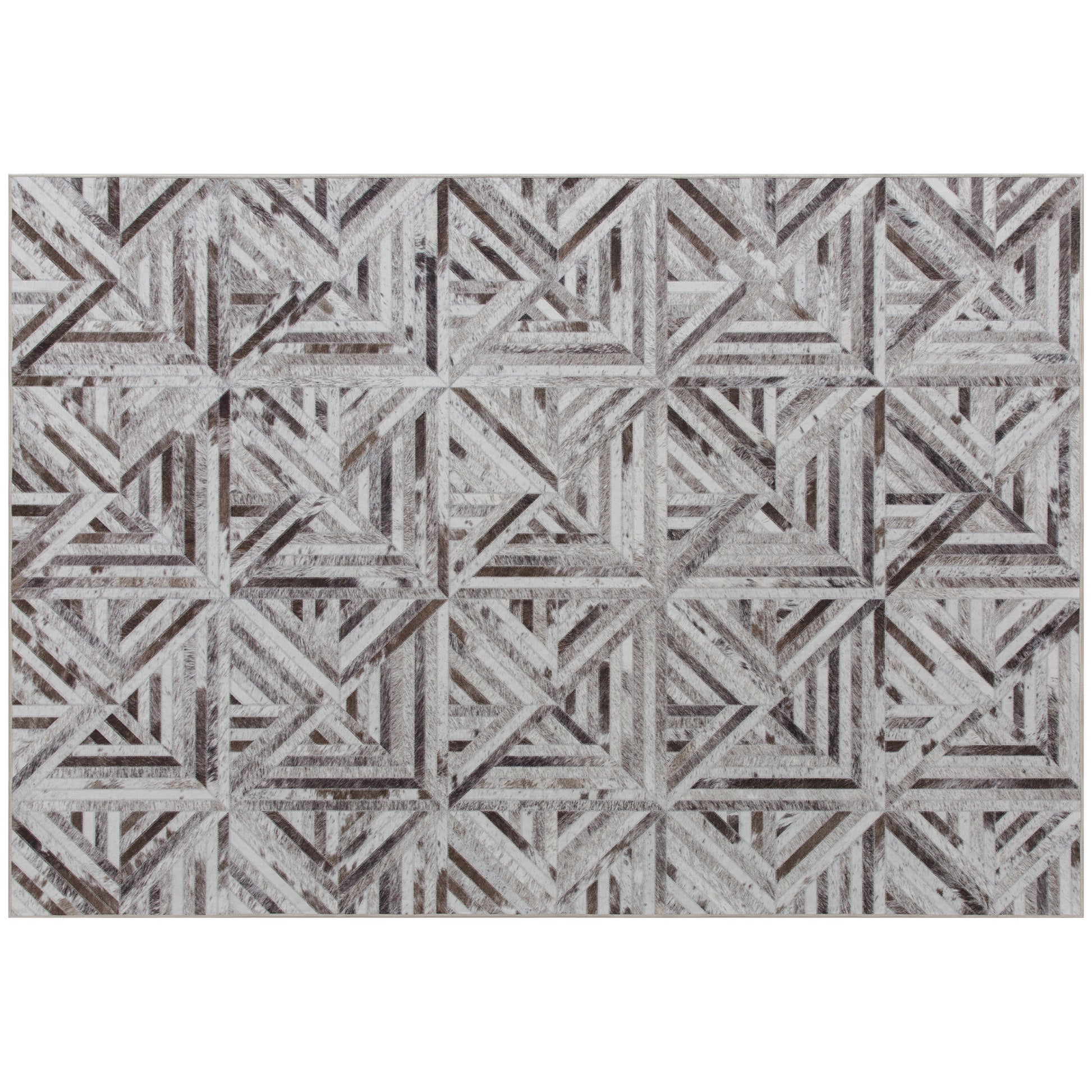 HOMCOM Modern Area Rug, Triangle Pattern Non-Slip Washable Rug, Chenille Floor Carpet for Living Room, Bedroom, Dining Room, Home Office, 230 x 160 cm, Brown Default Title