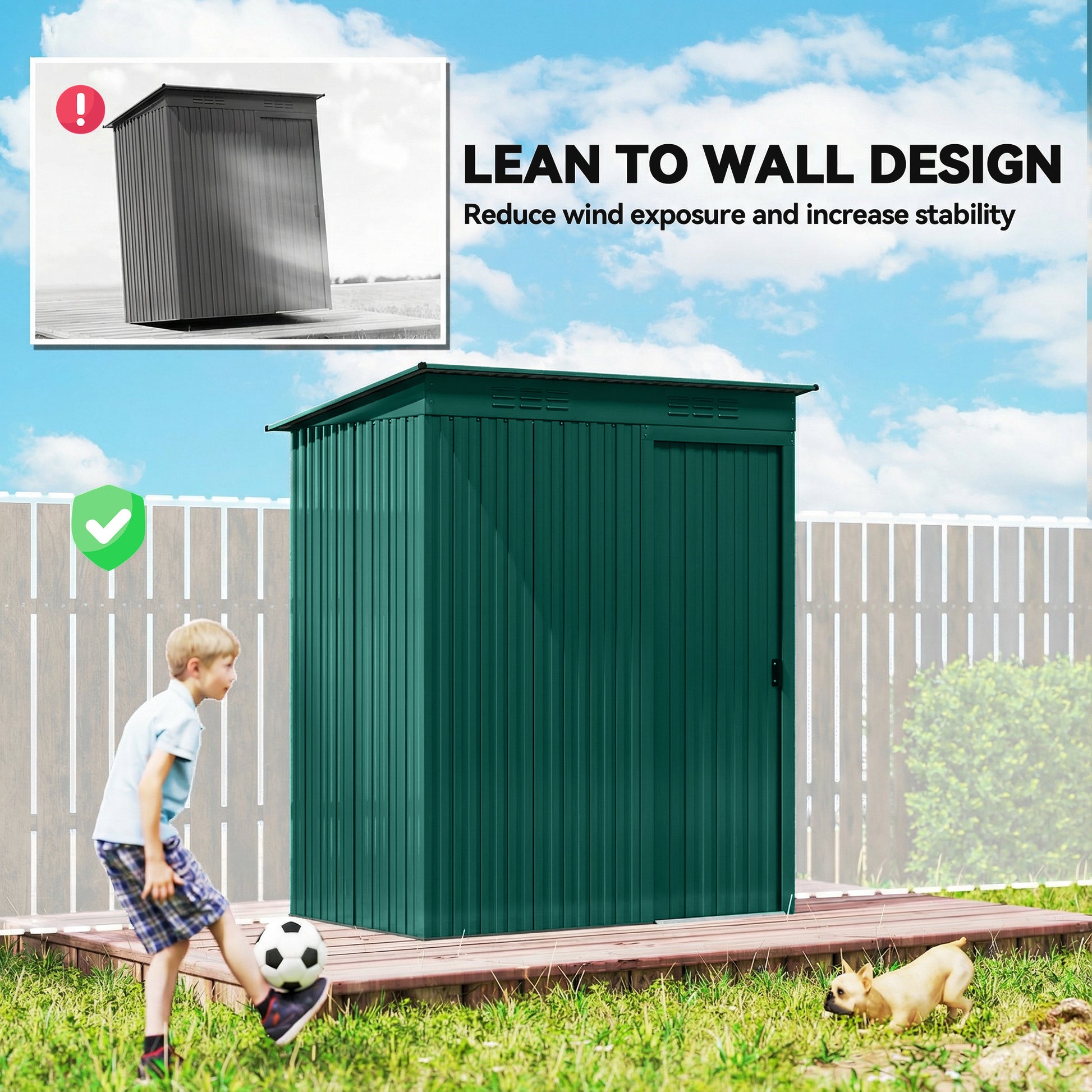Outsunny 5 x 3.5ft Metal Garden Storage Shed with Effortless Assembly and 2 Pairs of Gloves, Waterproof Outdoor Shed, Green