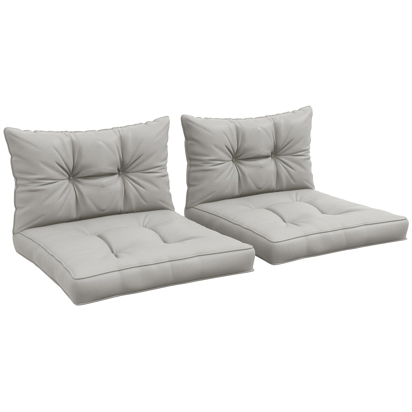 Outsunny 4-Piece Seat Cushions Back Pillows Replacement, Patio Chair Cushions Set for Indoor Outdoor, Light Grey Default Title