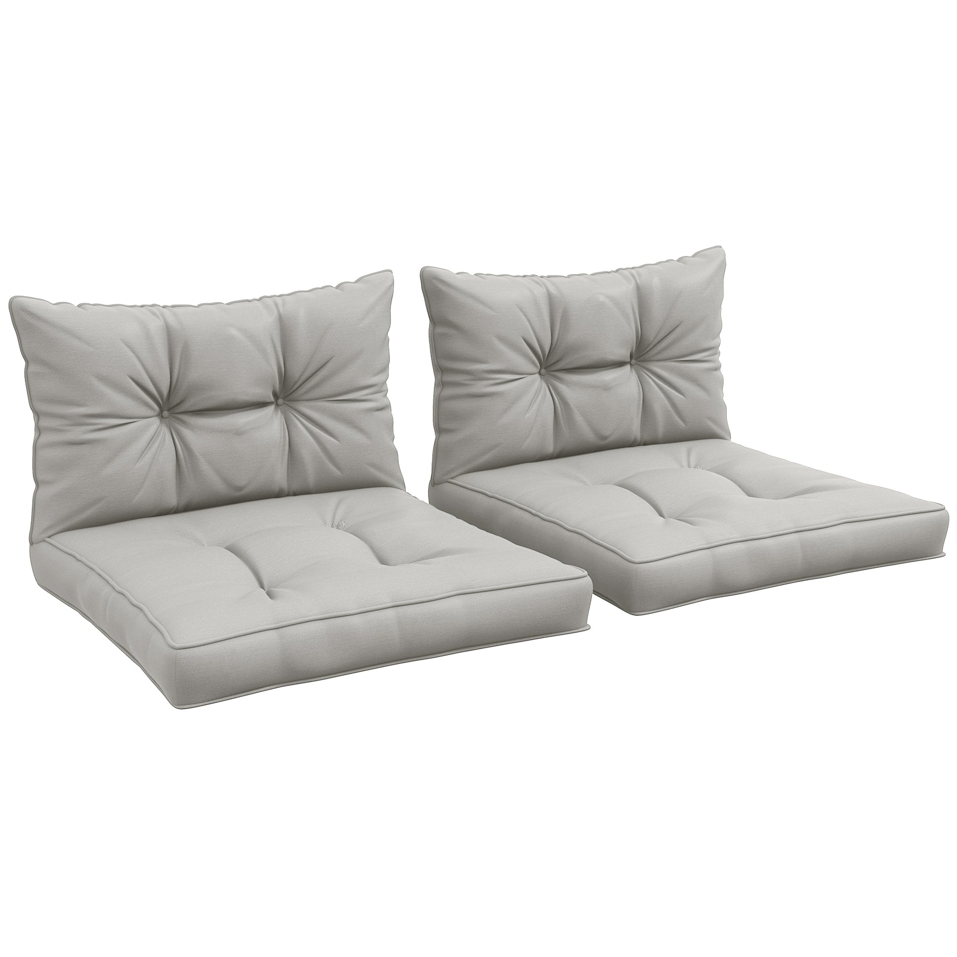 Outsunny 4-Piece Seat Cushions Back Pillows Replacement, Patio Chair Cushions Set for Indoor Outdoor, Light Grey Default Title