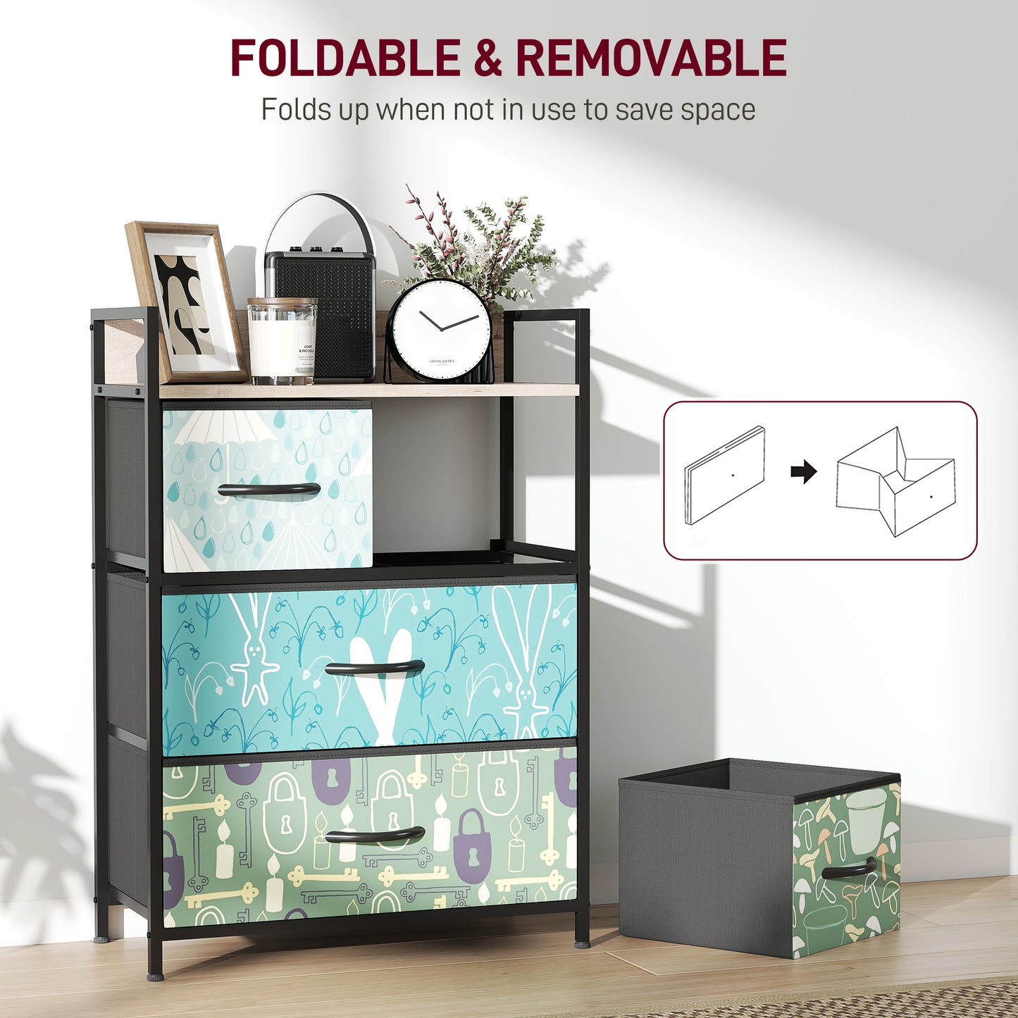 HOMCOM 4-Drawer Chest of Drawers - Blue