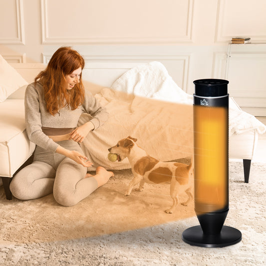 HOMCOM 21 Inch Space Heater, 1000W/2000W Ceramic Electric Heater and Fan, Overheating & Tip-Over Protection, 8H Timer, 42Â° Oscillation, Portable Heater for Home