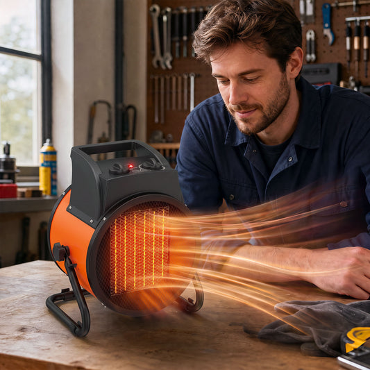 Outsunny Industrial Fan Heater 5000W with Tilting, Electric Ceramic Space Heater with Adjustable Thermostat, Handle