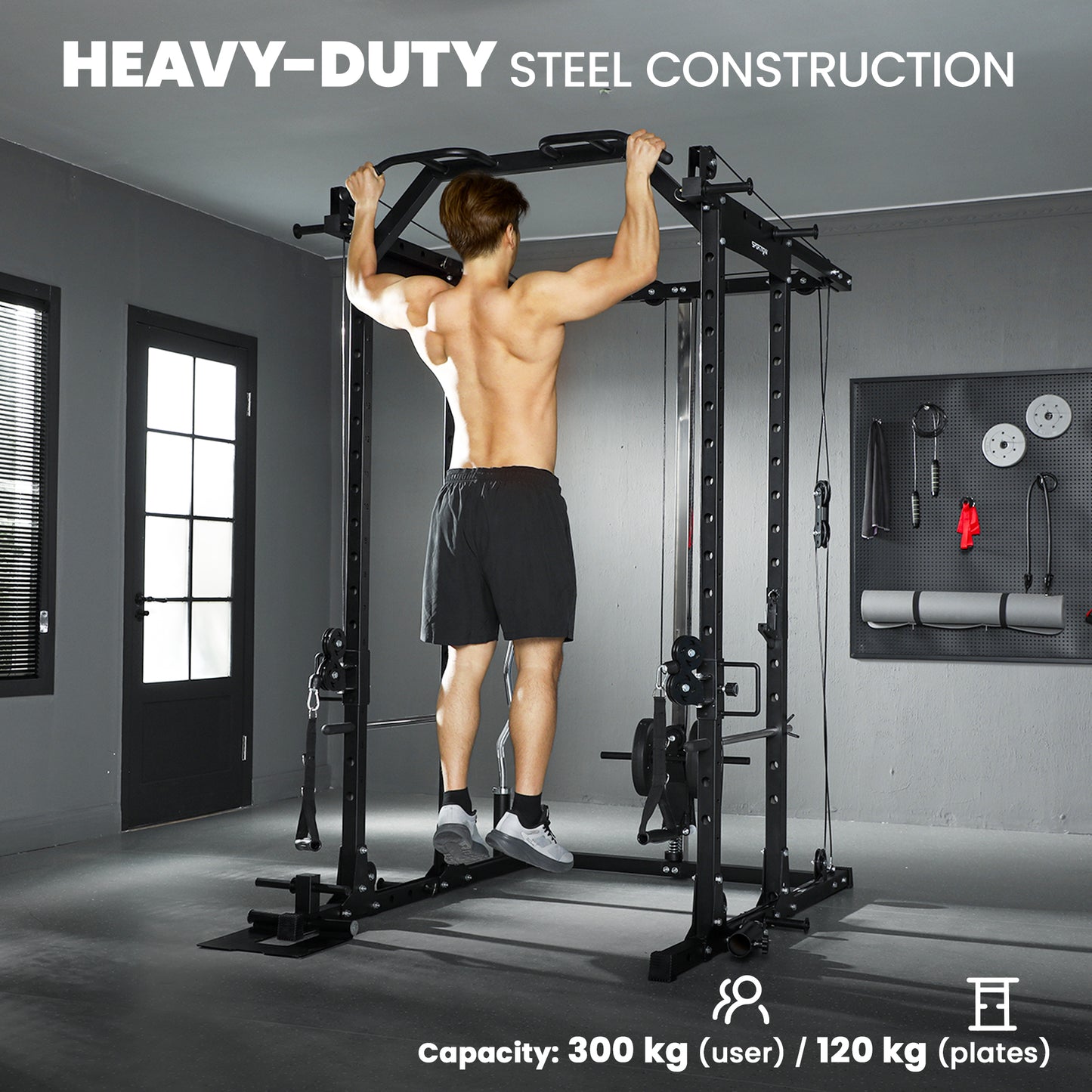 SPORTNOW Cable Crossover Machine, with Lat-Pull Down System