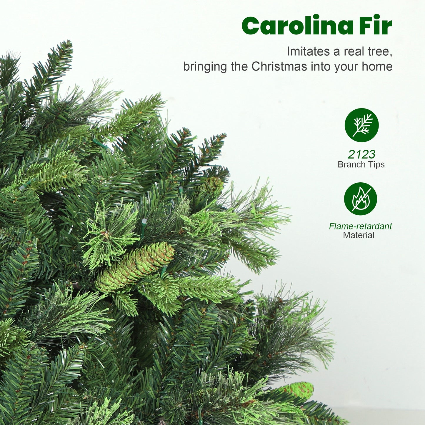 HOMCOM 7.5ft Carolina Pine Christmas Tree with Colourful DIY Synchronized LED Lights and Remote