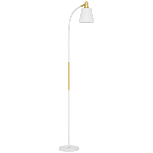 HOMCOM Floor Lamp for Living Room, Spotlight Reading Standing Lamp with Adjustable Height, Rocker on/off Switch, Indoor Task Lighting for Bedroom, Office, White (Bulb not Included)