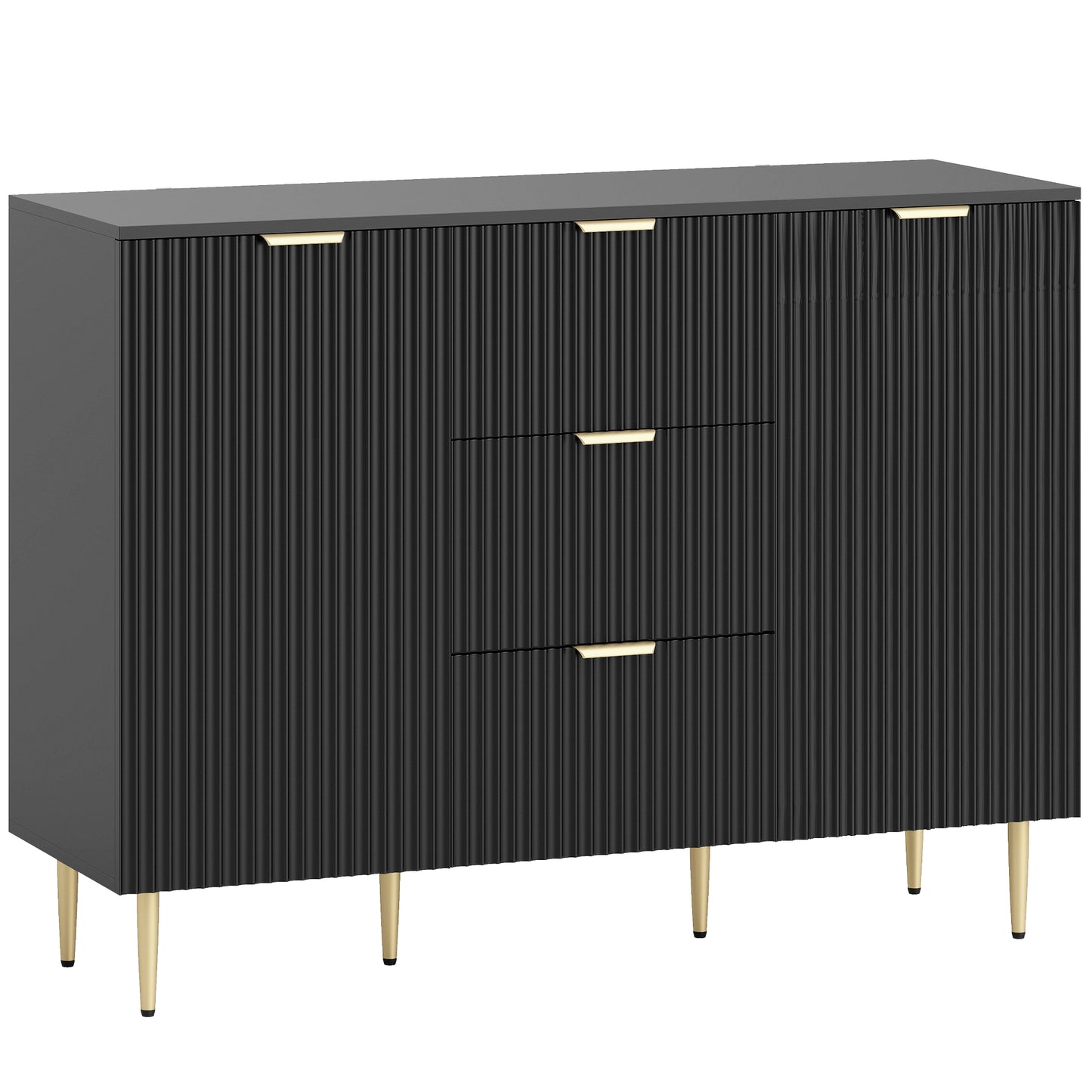 HOMCOM 2-Door Sideboard with 3 Drawers and Adjustable Shelves - Black Default Title